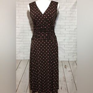 NWT Y2K era Style & Co Womens Dress Extra Large Sleeveless Brown Polka Dot